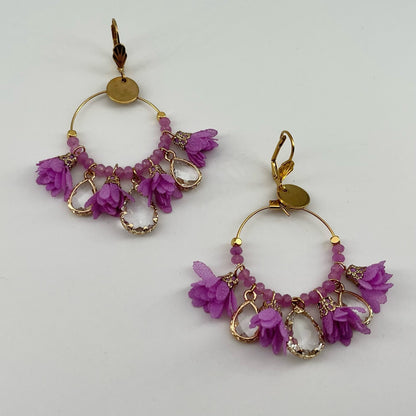 Dormeuses acier doré Bali VIOLET