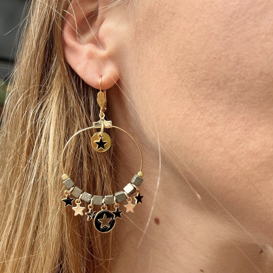 Dormeuses dorées Marjorie NOIR