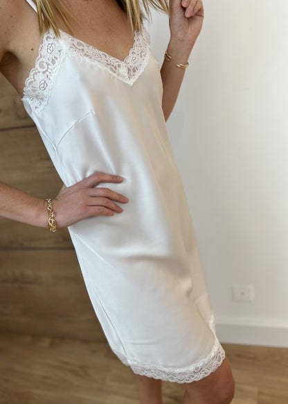 Fond de robe satin dentelle Fanette BLANC