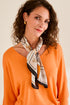 Foulard carré satiné 70x70 cm - imprimé graphique NOIR/ORANGE