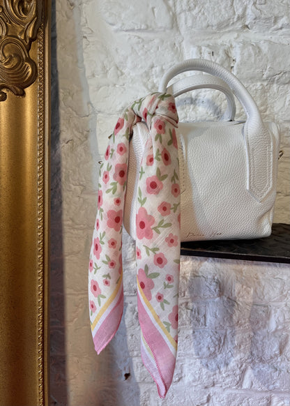 Foulard fleuri 58x58 cm FRAMBOISE