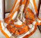Foulard imprimé 70x70 ORANGE/CHAT