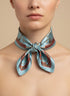 Foulard satiné à motif baroque - 50x50 cm TURQUOISE/MARRON