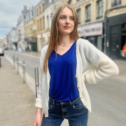 Gilet ajouré et boutons BLANC