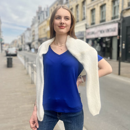 Gilet ajouré et boutons BLANC