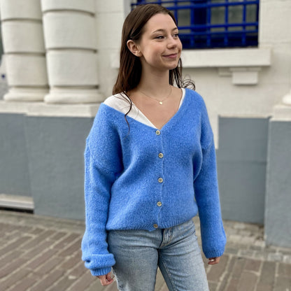 Gilet ajouré et boutons BLEU JEAN