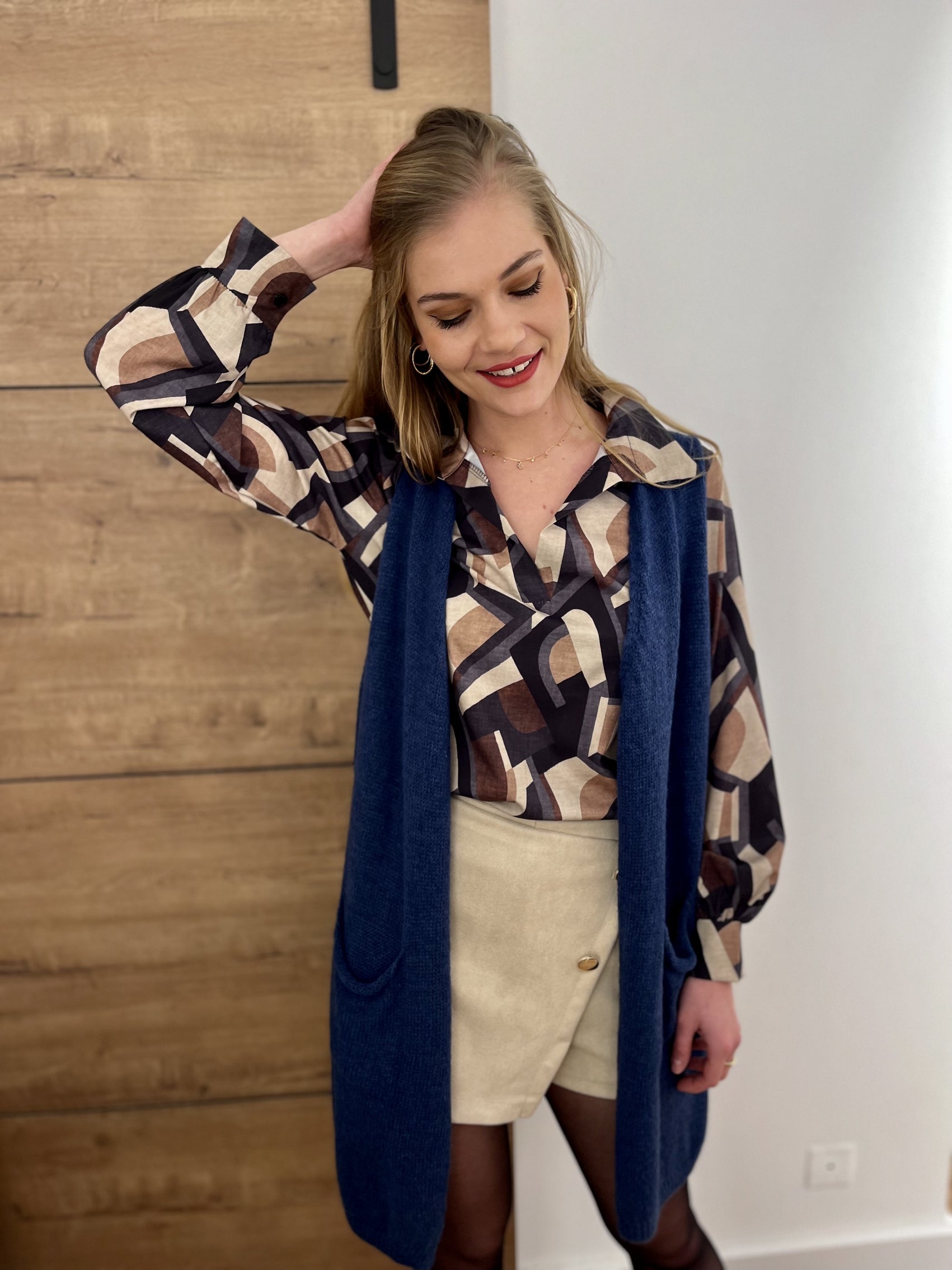 Gilet long sans manches Garance MARINE