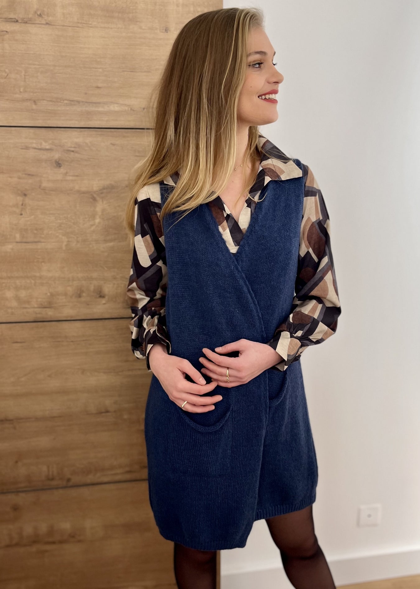 Gilet long sans manches Garance MARINE