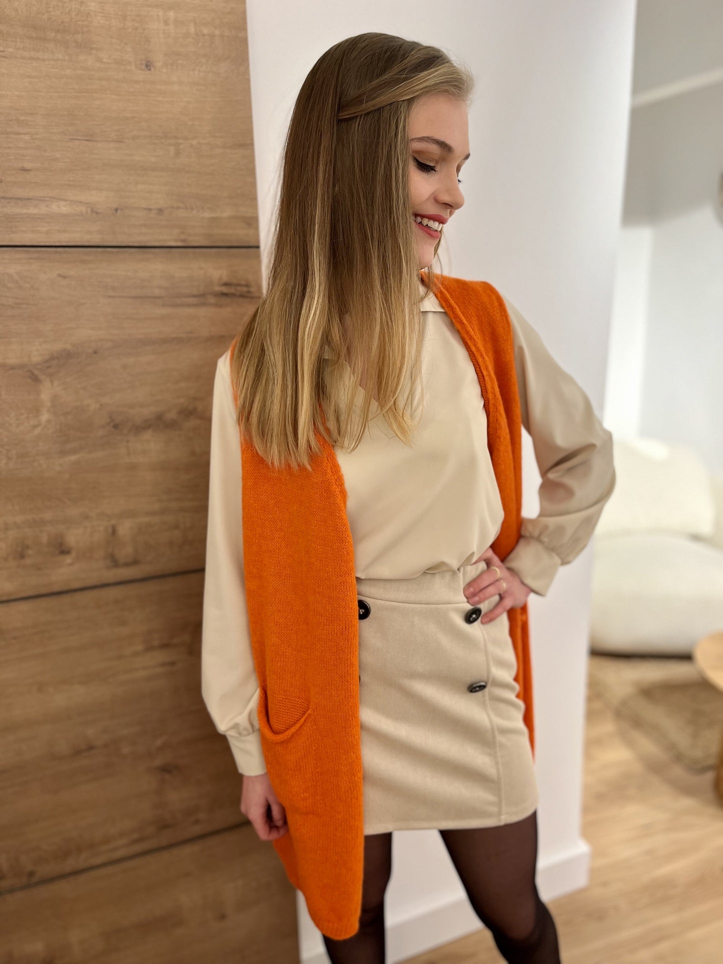 Gilet long sans manches Garance ORANGE