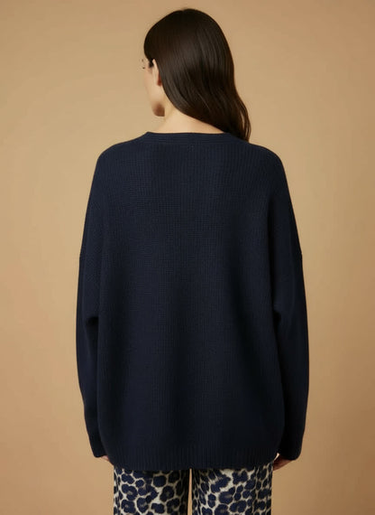 Gilet réversible maille douce Capucine - boutons marbrés MARINE