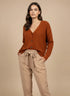 Gilet réversible maille douce Capucine - boutons marbrés TERRACOTTA