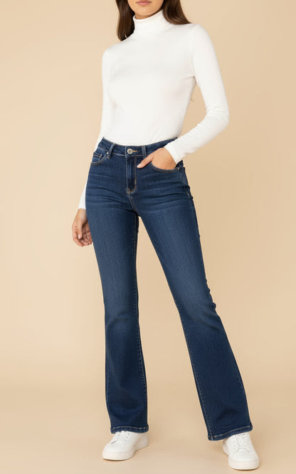Jean évasé taille haute – coupe bootcut stretch BLEU BRUT