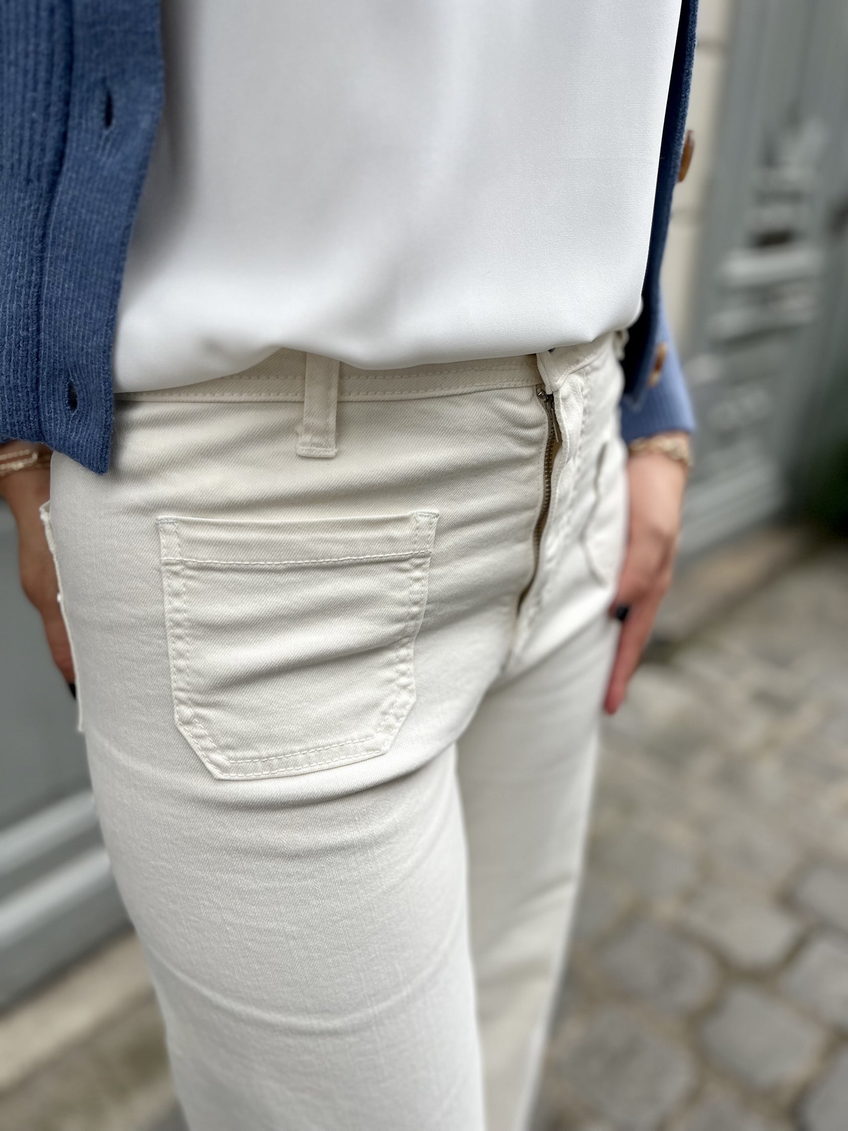 Jean flare poches plaquees UNBLEACHED