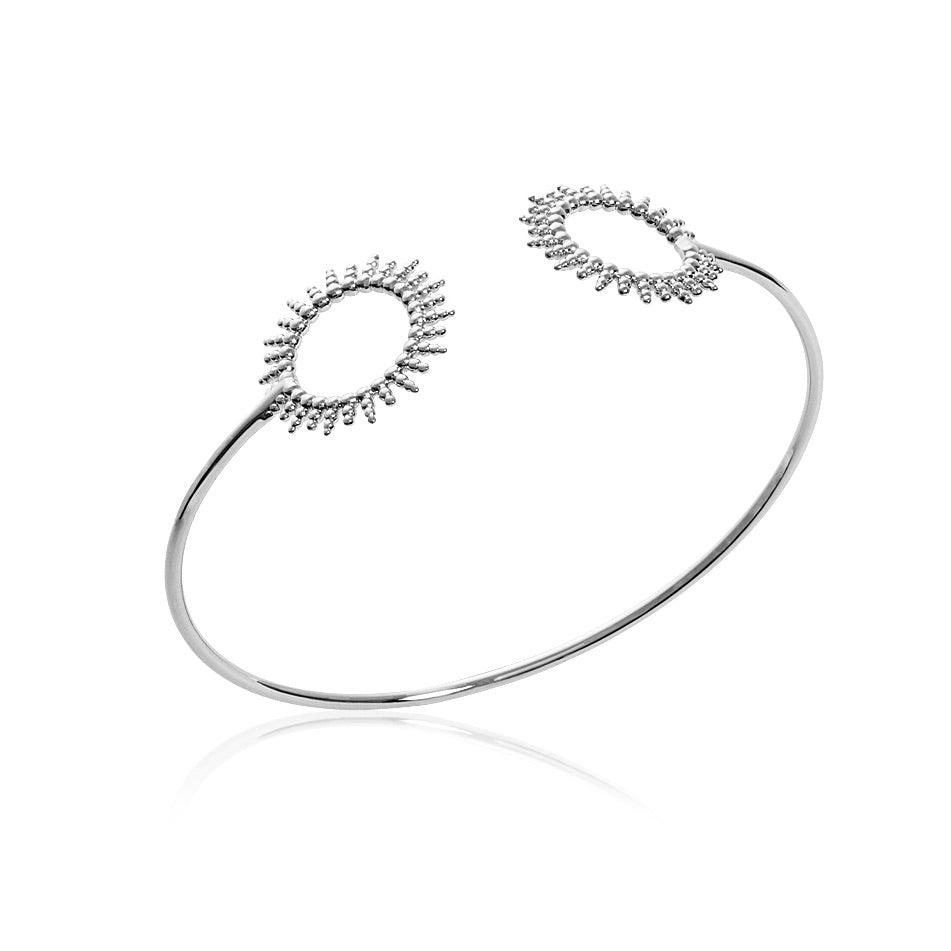 Jonc argent rhodié soleil 58 cm