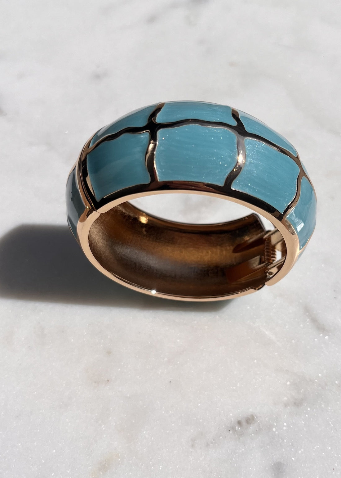 Jonc large émaillé – finition dorée DORE/TURQUOISE