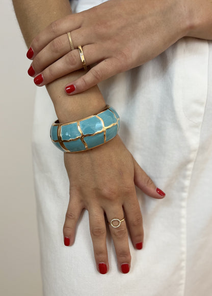 Jonc large émaillé – finition dorée DORE/TURQUOISE