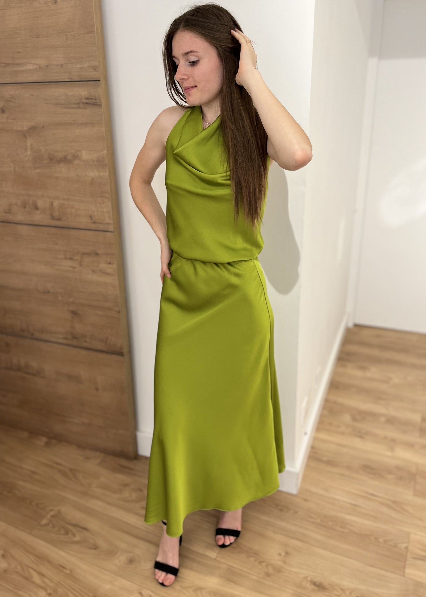 Jupe longue satin angèle POMME