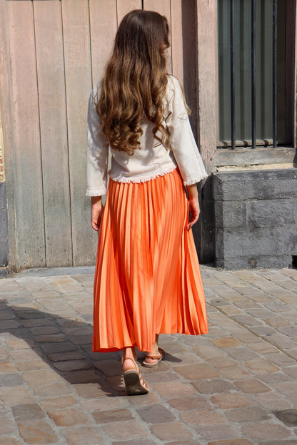 Jupe longue satin méline ORANGE