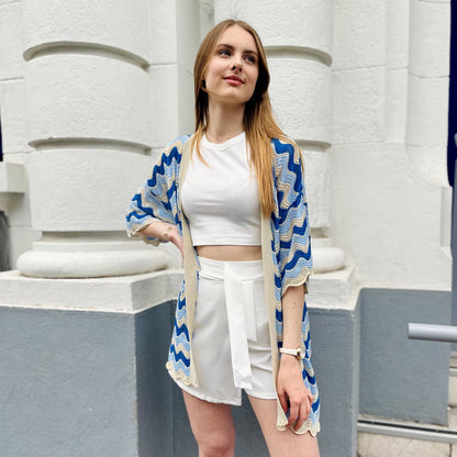 Kimono ajouré BLEU