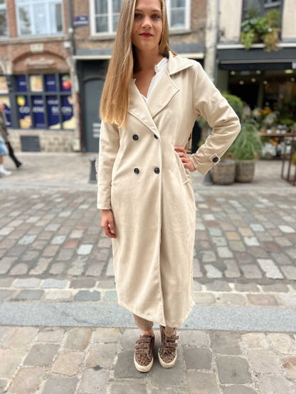 Manteau long ceinturé Carmen ECRU