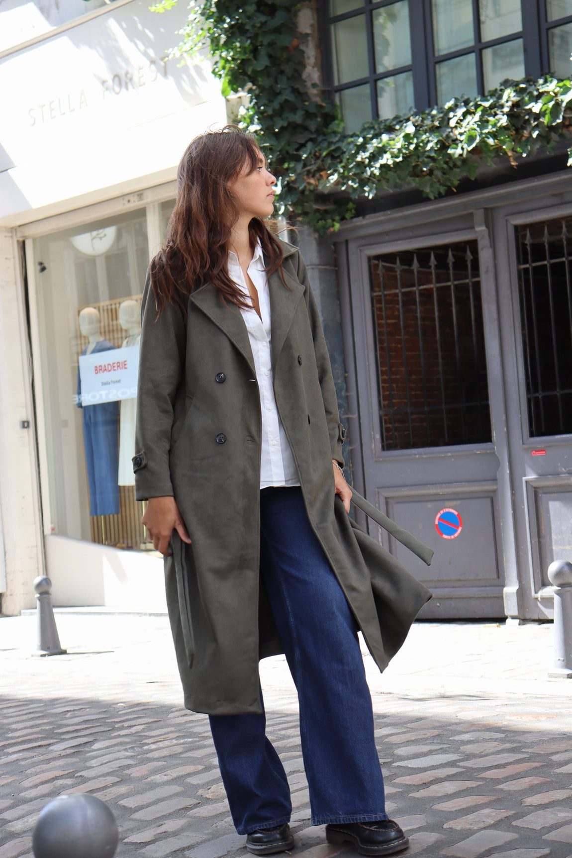 Manteau long ceinturé Carmen KAKI