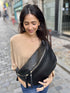 Maxi sac banane Lara – cuir grainé NOIR