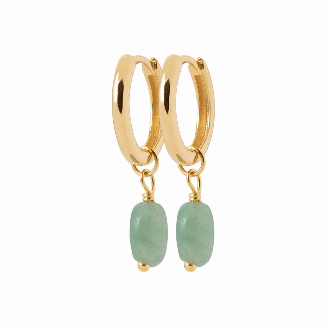 Mini-créoles plaqué or 14mm - quartzite vert 