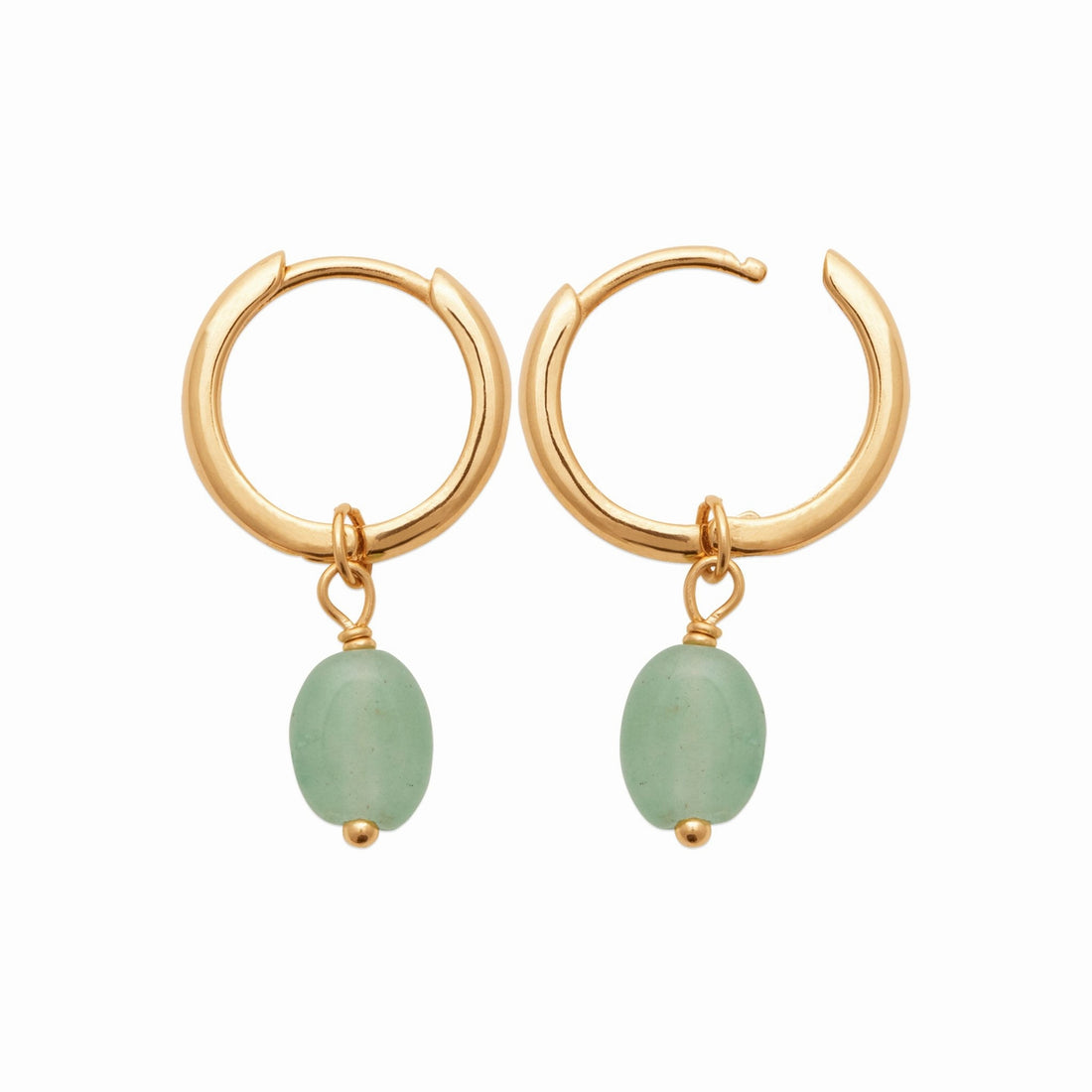 Mini-créoles plaqué or 14mm - quartzite vert 