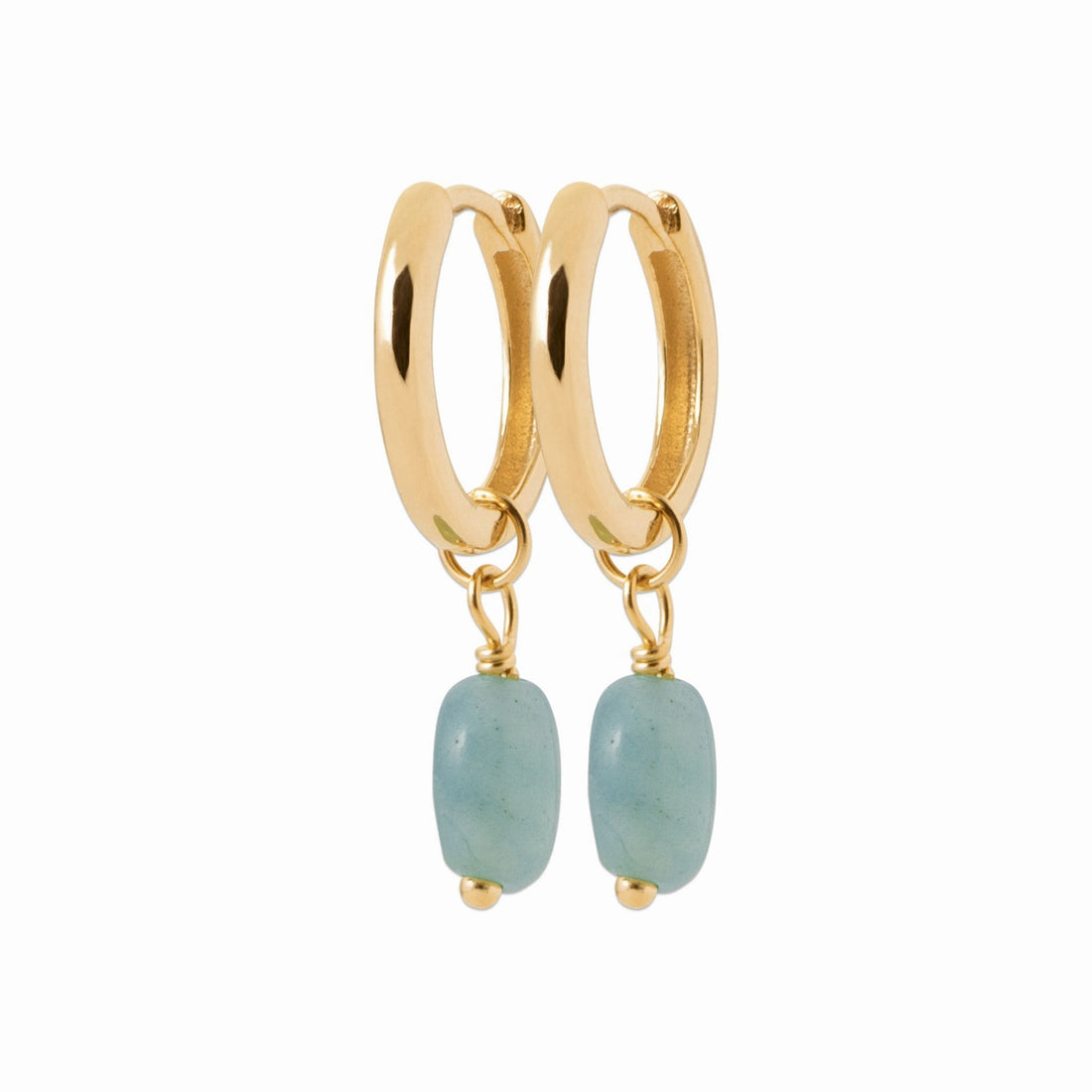 Mini créoles plaque or - amazonite 