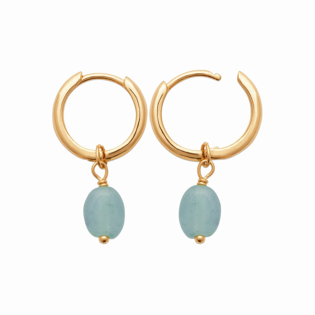 Mini créoles plaque or - amazonite 