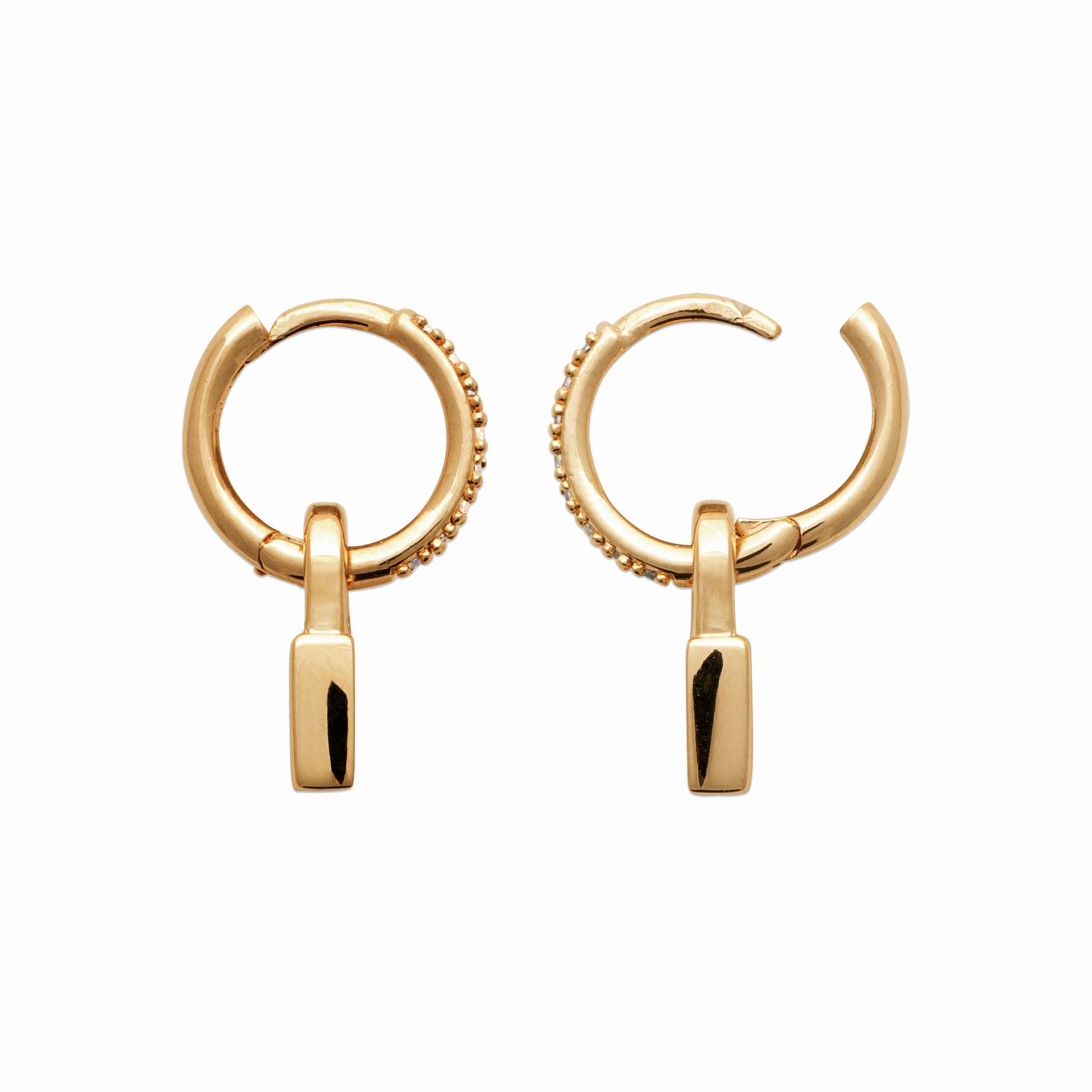 Mini-créoles plaqué or – cadenas étoilé &amp; brillants 