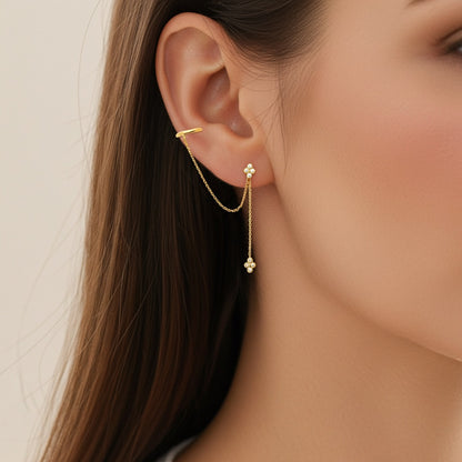 Mono boucle d’oreille chaîne - plaqué or 