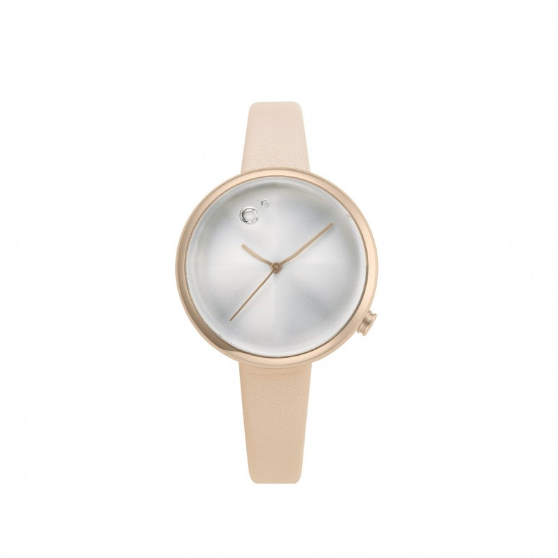 Montre tacs icicle - bracelet cuir cadran givré ROSE