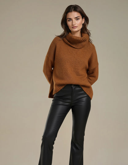 Pantalon bootcut noir huilé – coupe flatteuse NOIR