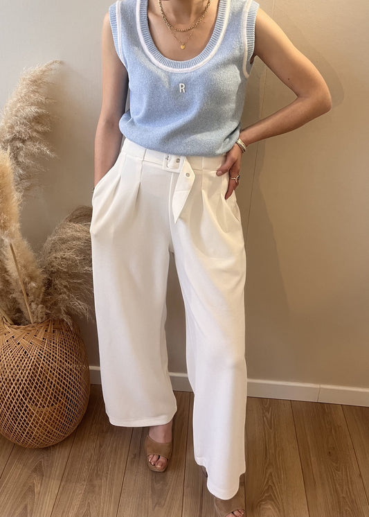 Pantalon cigarette fluide BLANC