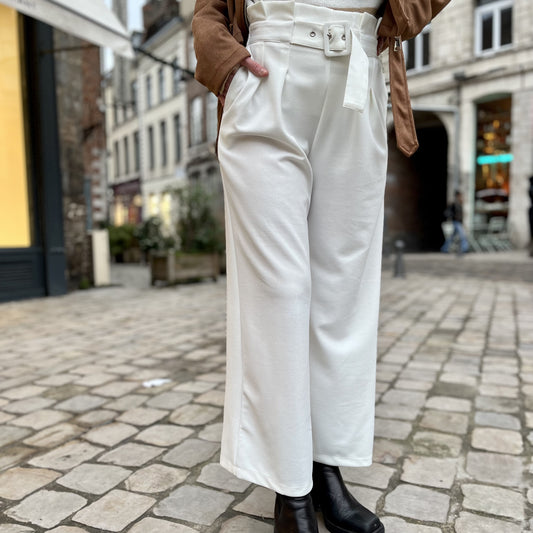 Pantalon cigarette fluide BLANC