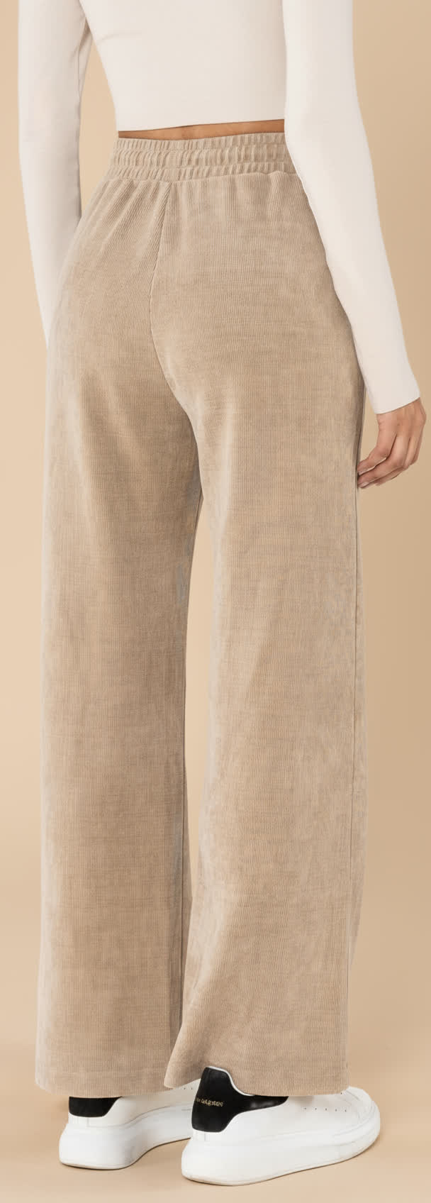 Pantalon de jogging velours - coupe large BEIGE