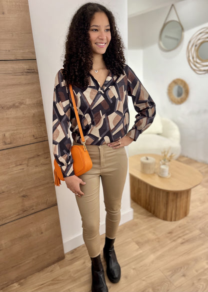 Pantalon émilie enduit CAMEL