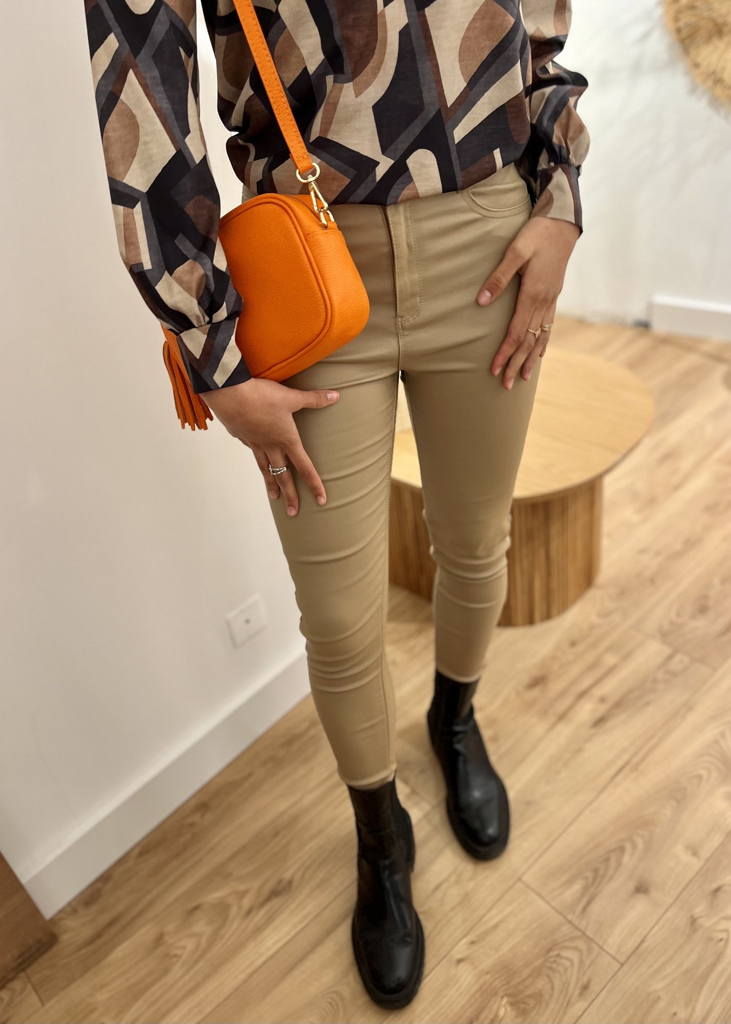 Pantalon émilie enduit CAMEL