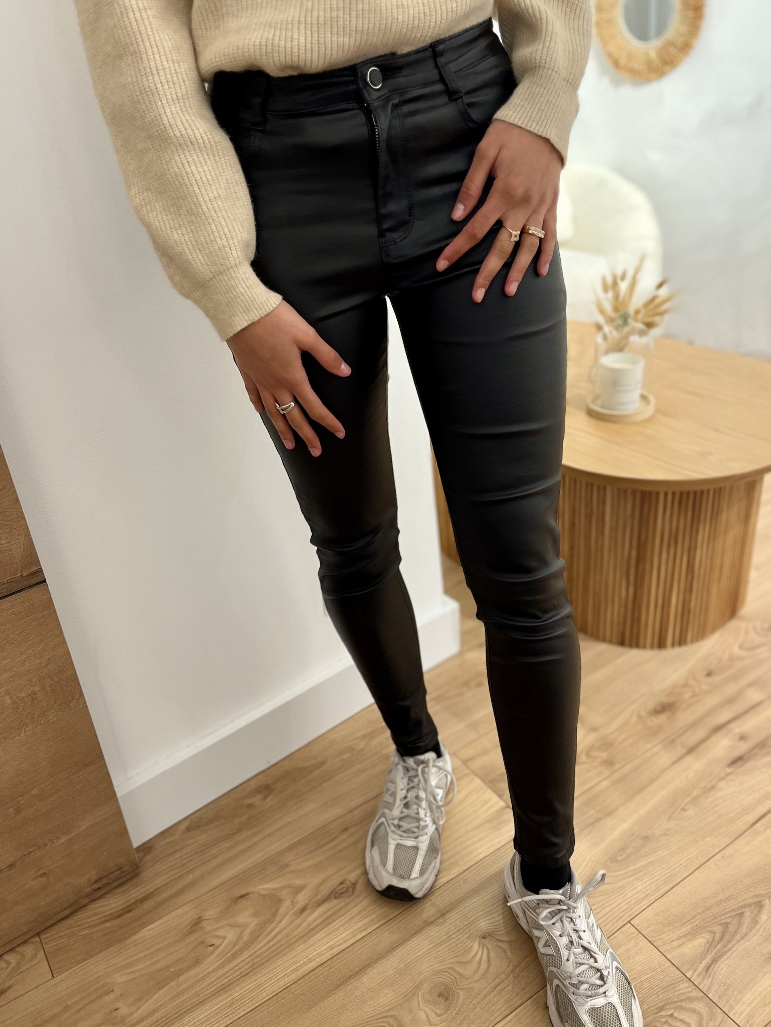 Pantalon émilie enduit NOIR