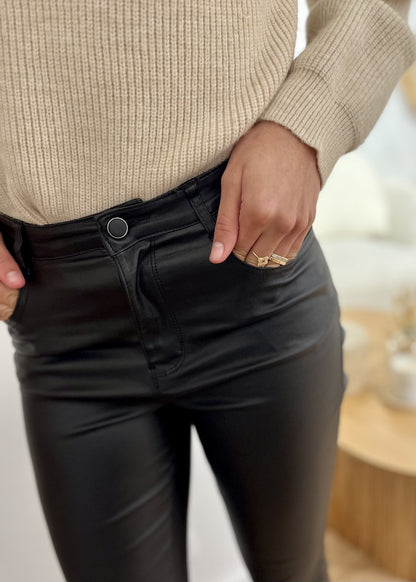 Pantalon émilie enduit NOIR