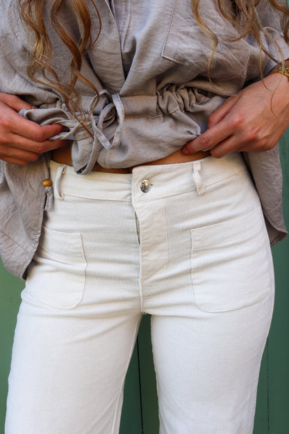 Pantalon en velours côtelé Sylvie ECRU