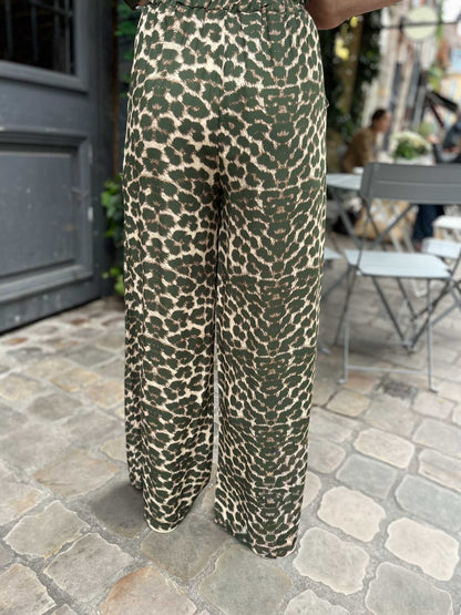 Pantalon fluide gabrielle LEOPARD KAKI