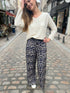 Pantalon fluide gabrielle LEOPARD MARINE