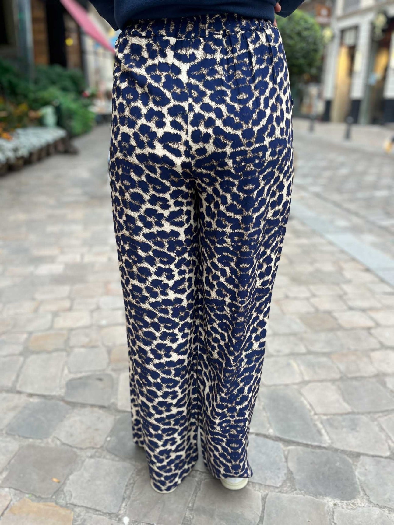 Pantalon fluide gabrielle LEOPARD MARINE