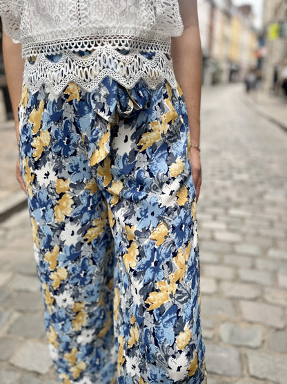 Pantalon fluide imprimé BLEU