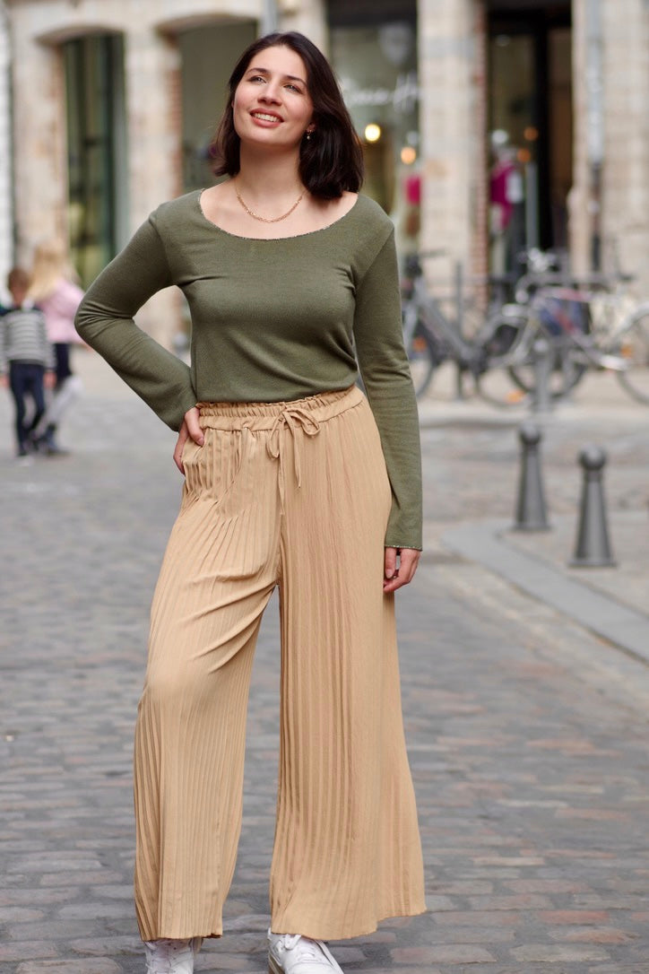Pantalon fluide plissée CAMEL