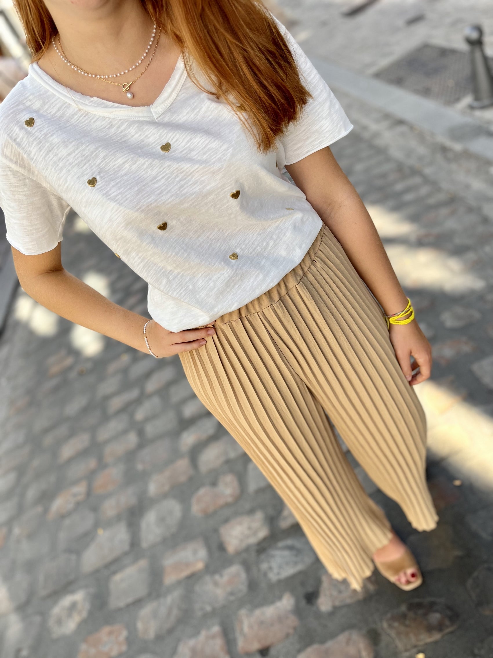 Pantalon fluide plissée CAMEL