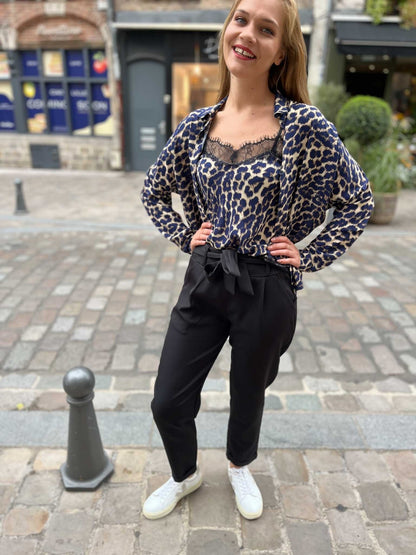 Pantalon large à nouer Layla – coupe fluide NOIR