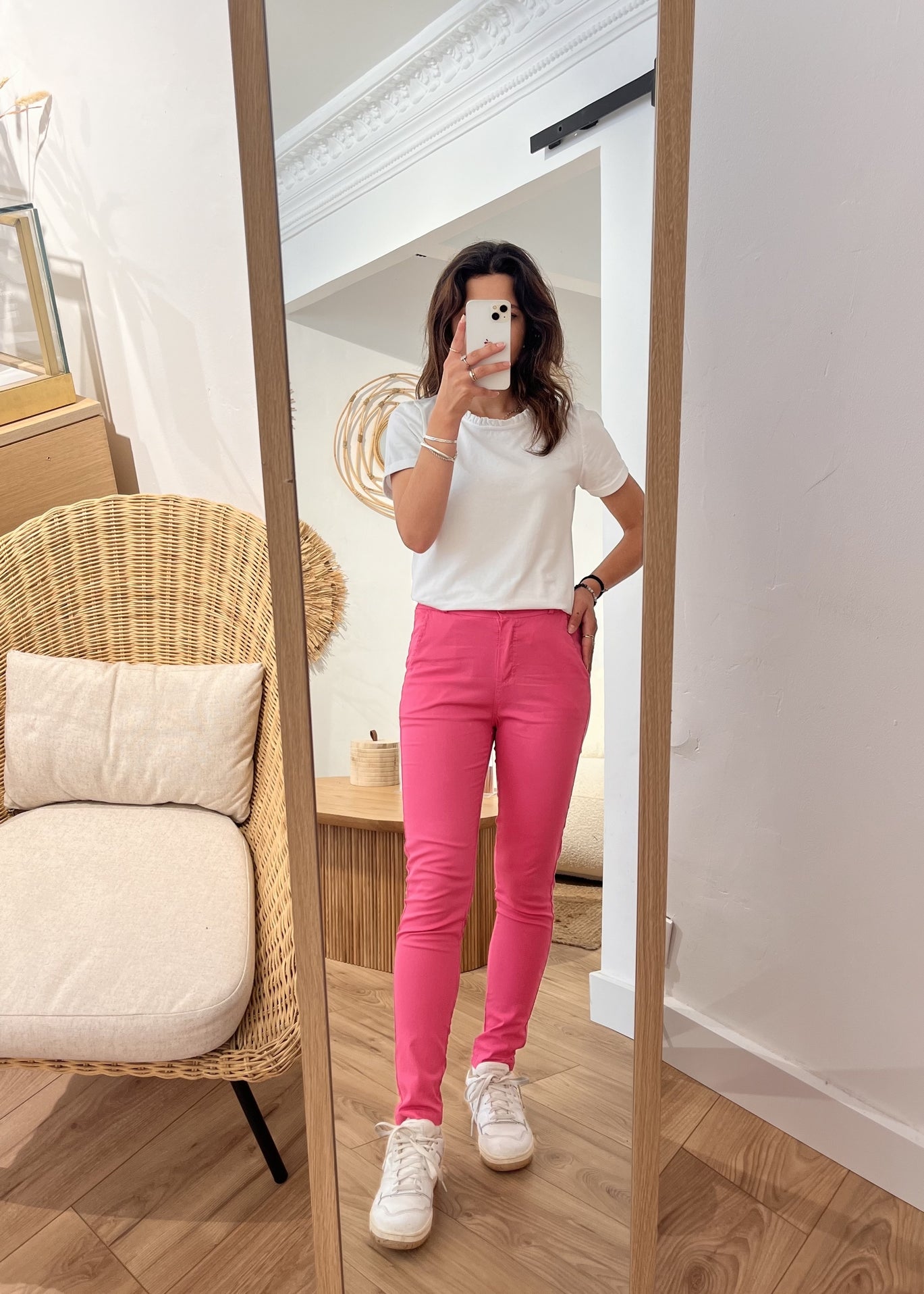 Pantalon slim coton stretch Alexandrine FRAMBOISE